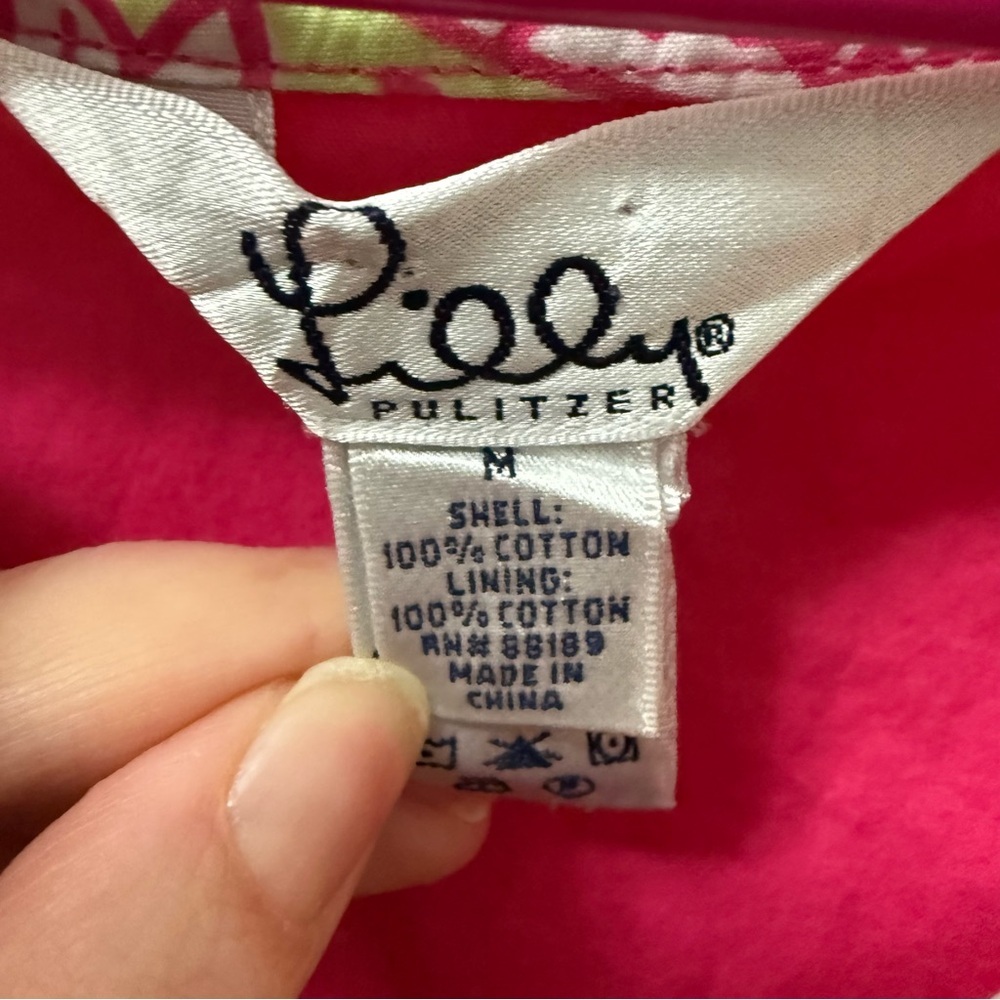Lilly Pulitzer white label medium vintage Pink Floral Trim V-Neck Dress - Picture 2 of 16